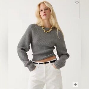 J Crew Raglan Fitted Waist Crewneck Sweater GREY